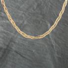 Pre-Owned 9ct Yellow Gold Three Row Plaited 17 Inch Curb Chain 41161101