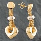 Pre-Owned 18ct Yellow Gold Heart & Ball Dropper Earrings 411700247