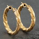 Pre-Owned 9ct Yellow Gold Twist Hoop Earrings 41171202