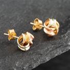 Pre-Owned 9ct Three Colour Gold Knot Stud Earrings 41171246