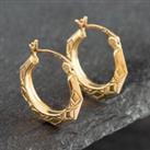 Pre-Owned Yellow Gold 17mm Patterned Creole Earrings 41171247