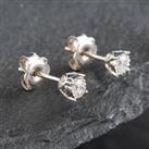 Pre-Owned 9ct White Gold Brilliant Cut Diamond Single Stone Stud Earrings 41171462