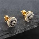 Pre-Owned 9ct Yellow Gold Single Cut Diamond Round Stud Earrings 41171477