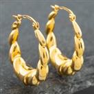 Pre-Owned Yellow Gold Oval Patterned Creole Earrings 41171499