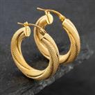 Pre-Owned Yellow Gold 22mm Frosted Patterned Hoop Earrings 41171557