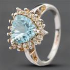 Pre-Owned Silver 4.57ct Sky Blue & White Topaz Triangular Cluster Ring 41251078