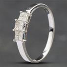 Pre-Owned 18ct White Gold Princess Cut Diamond Triple Cluster Ring 41381374