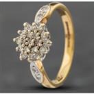 Pre-Owned 9ct Yellow Gold 0.20ct Brilliant Cut Diamond Cluster Ring 41381431