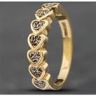 Pre-Owned 9ct Yellow Gold Single Cut Diamond Heart Shaped Half Eternity Seven Stone Ring 41381434