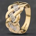 Pre-Owned 9ct Yellow Gold Single Cut Diamond Open Work Lattice Dress Ring 41381567
