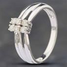 Pre-Owned 9ct White Gold Single Cut Diamond Openwork Shoulders Three Row Ring 41381599