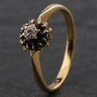 Pre-Owned Vintage 18ct Yellow Gold Sapphire & Diamond Hallmarked Birmingham 1972 Cluster Ring 41