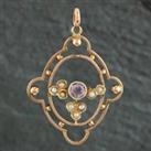 Pre-Owned Vintage Yellow Gold Amethyst & Seed Pearl Loose Pendant 4139658