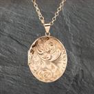 Pre-Owned 9ct Yellow Gold Hand Engraved Locket & 20 Inch Belcher Chain 4139802