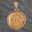 Pre-Owned Vintage 9ct Yellow Gold Round Hand Engraved Locket Loose Pendant 4139979