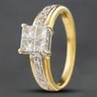 Pre-Owned 18ct Yellow Gold 0.75ct Princess Cut Diamond Four Stone Ring 41481056