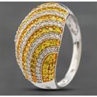 Pre-Owned 9ct White Gold 1.25ct Brilliant Cut White & Yellow Diamond Pave Dress Ring 41481143