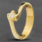 Pre-Owned 14ct Yellow Gold 0.12ct Brilliant Cut Diamond Twist Solitaire Ring 4148944