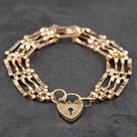 Pre-Owned 9ct Yellow Gold Four Bar Gate Bracelet 41531006