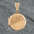 Pre-Owned 9ct Yellow Gold Round Half Engraved Locket Loose Pendant 4156045