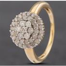 Pre-Owned 9ct Yellow Gold Brilliant Cut Diamond Round Cluster Ring 415800771