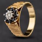 Pre-Owned 18ct Yellow Gold Sapphire & Diamond Patterned Cluster Ring 4158403