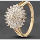 Pre-Owned 9ct Yellow Gold 0.10ct Brilliant Cut Diamond Multi-Tier Cluster Ring 4158988