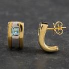 Pre-Owned 18ct Yellow Gold Blue Topaz Stud Earrings 4165260