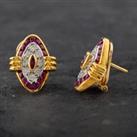 Pre-Owned 18ct Yellow Gold Ruby & Brilliant Cut Diamond Stud Earrings 4165278