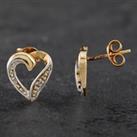 Pre-Owned 9ct Yellow Gold Diamond Heart Stud Earrings 4165546