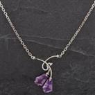 Pre-Owned 14ct White Gold 16 Inch Amethyst Fancy Two Stone Necklace 4166210