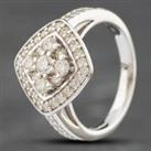 Pre-Owned 9ct White Gold 1.00ct Brilliant Cut Diamond Cluster Ring 43091012