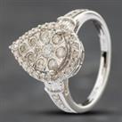 Pre-Owned 9ct White Gold 1.00ct Brilliant Cut Diamond Pear Shape Cluster Ring 43091013