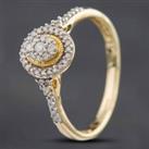 Pre-Owned 9ct Yellow Gold 0.20ct Brilliant Cut Diamond Oval Cluster Ring 431201843