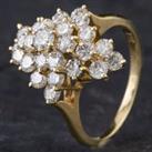 Pre-Owned 14ct Yellow Gold Brilliant Cut Diamond Multi Row Spray Cluster Ring 4312036