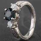Pre-Owned Platinum Diamond and Sapphire Fancy 3 Stone Ring 4312039