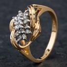 Pre-Owned 9ct Yellow Gold Brilliant Cut Diamond Fancy Cluster Ring 4312180