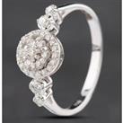 Pre-Owned 18ct White Gold 0.33ct Brilliant Cut Diamond Halo Cluster Ring 4312229