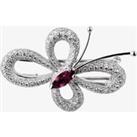 Pre-Owned 18ct White Gold Diamond and Pink Topaz Butterfly Brooch 4313095