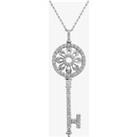 Pre-Owned 14ct White Gold Diamond Key Necklace 4314195