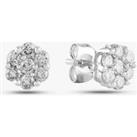 Pre-Owned 9ct White Gold 0.50ct Brilliant Cut Diamond Flower Cluster Stud Earrings 43170100