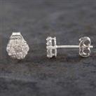 Pre-Owned 9ct White Gold 0.50ct Brilliant Cut Diamond Flower Cluster Stud Earrings 43170101
