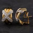 Pre-Owned 14ct Two Colour Gold 0.68ct Brilliant Cut Diamond Cross Design Hoop Earrings 4317066
