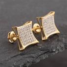 Pre-Owned 9ct Two Colour Gold Single Cut Diamond Pave Square Stud Earrings 43171019