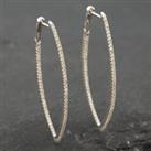 Pre-Owned 9ct White Gold 0.50ct Single Cut Diamond Oval Pointed Hoop Earrings 43171051