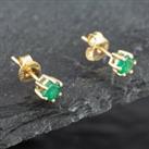 Pre-Owned Yellow Gold 0.41ct Brilliant Cut Emerald Stud Earrings 43171054