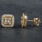 Pre-Owned 14ct Yellow Gold 0.80ct Diamond Square Stud Earrings 4317117