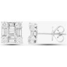 Pre-Owned 9ct White Gold 0.85ct Diamond Square Stud Earrings 4317165