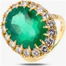 Pre-Owned 18ct Yellow Gold 12.00ct Emerald & Diamond Cluster Ring 4328167