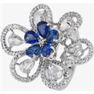 Pre-Owned 18ct White Gold 2.29ct Sapphire & 2.00ct Diamond Flower Cluster Ring 4328189